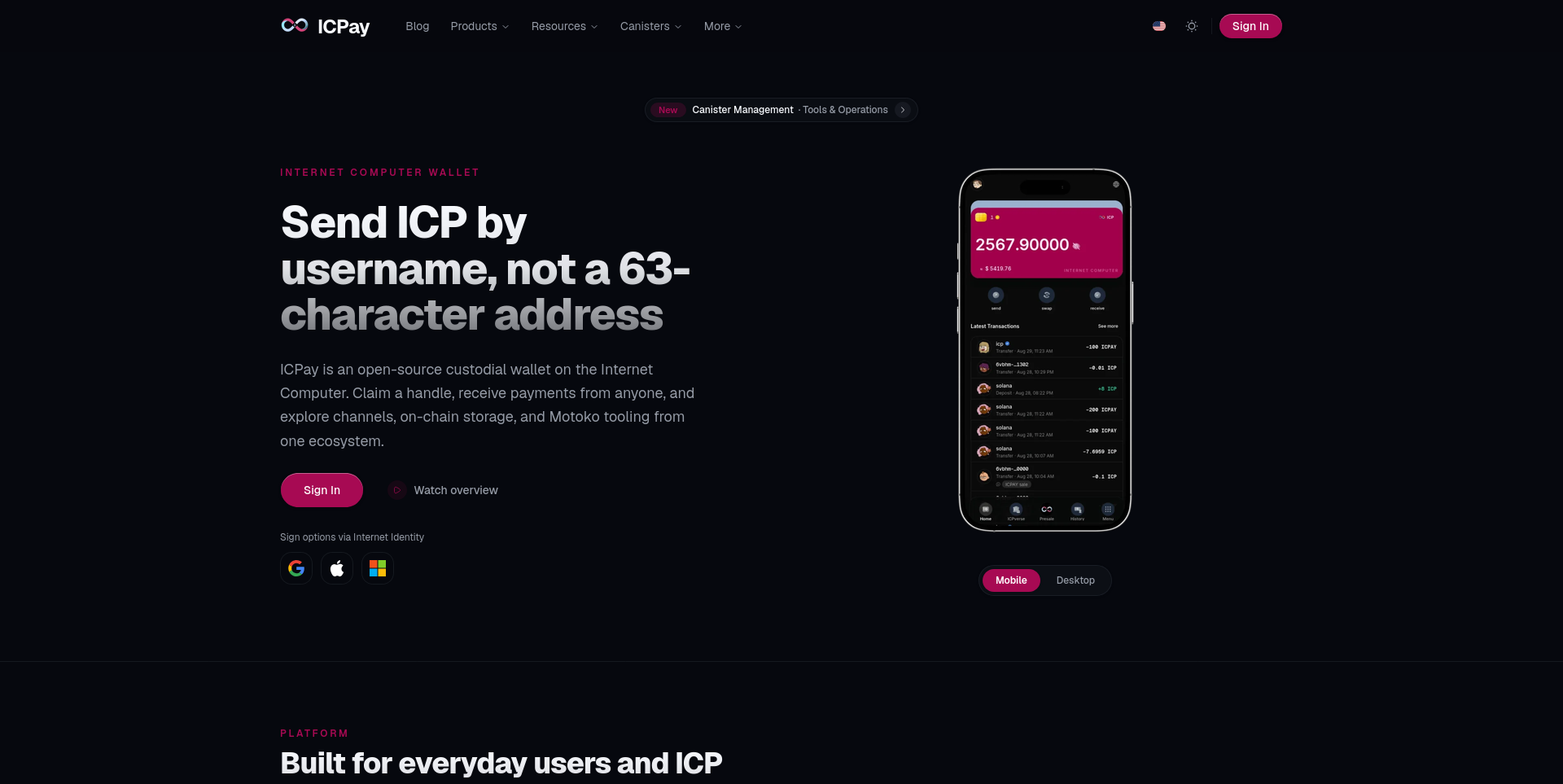 ICP Pay Wallet